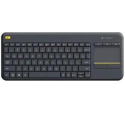 Teclado Inalambrico Logitech K400 Plus, Touchpad, teclas multimedia, Negro, RF Unify