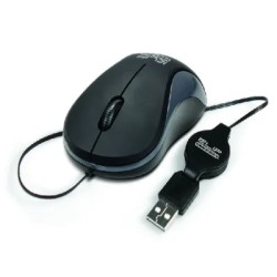 Mouse Klip Xtreme Optico USB Karbon 1000 DPI Retractil Alámbrico Negro